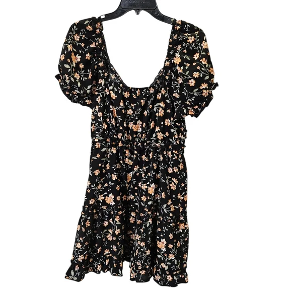 Inspired Hearts Floral Black Dress with Short Sleeves Size Xl - Picture 6 of 13